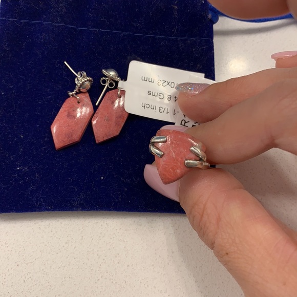 Brand New Sterling Silver 925 Pink Thulite Set - Picture 2 of 2